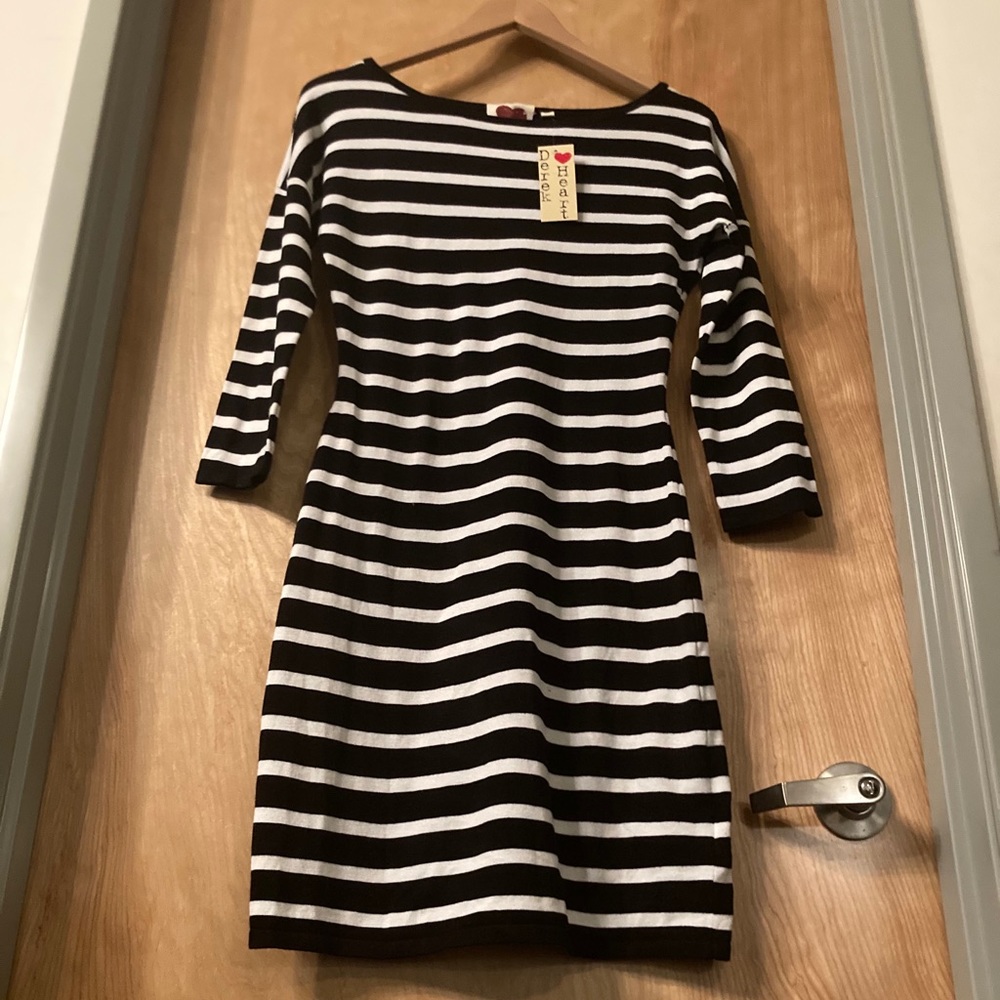 DEREK HEART striped knit dress